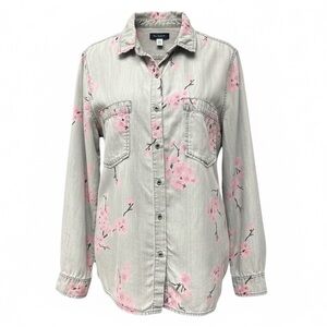 Billy T Gray Pink Cherry Blossom Button Up Shirt Lyocell Size Large NWOT Spring